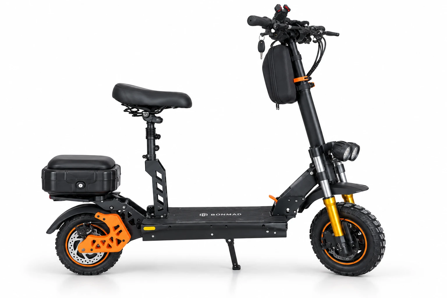 Patinete elétrico Bonmad M5 Pro preto e laranja - lateral direita