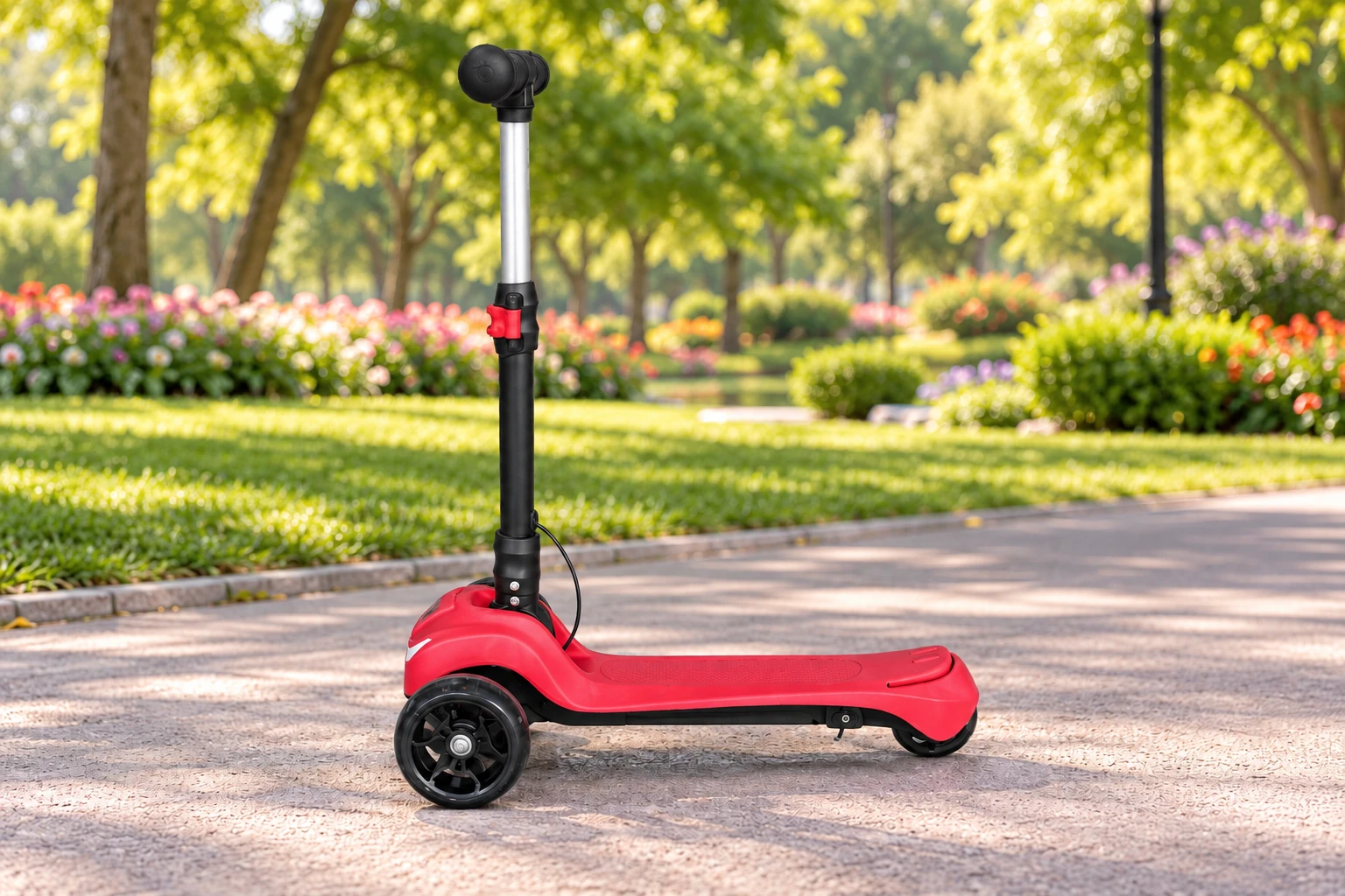 Patinete infantil Fox YL-01 vermelho - cenário no parque
