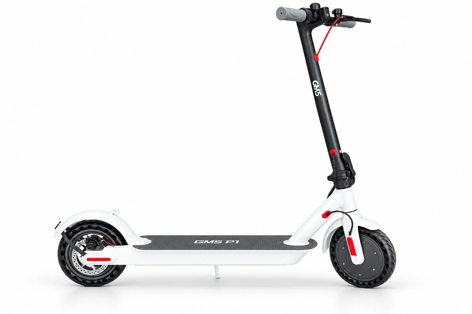 Patinete elétrico GM5 P1 branco e preto - lateral direita