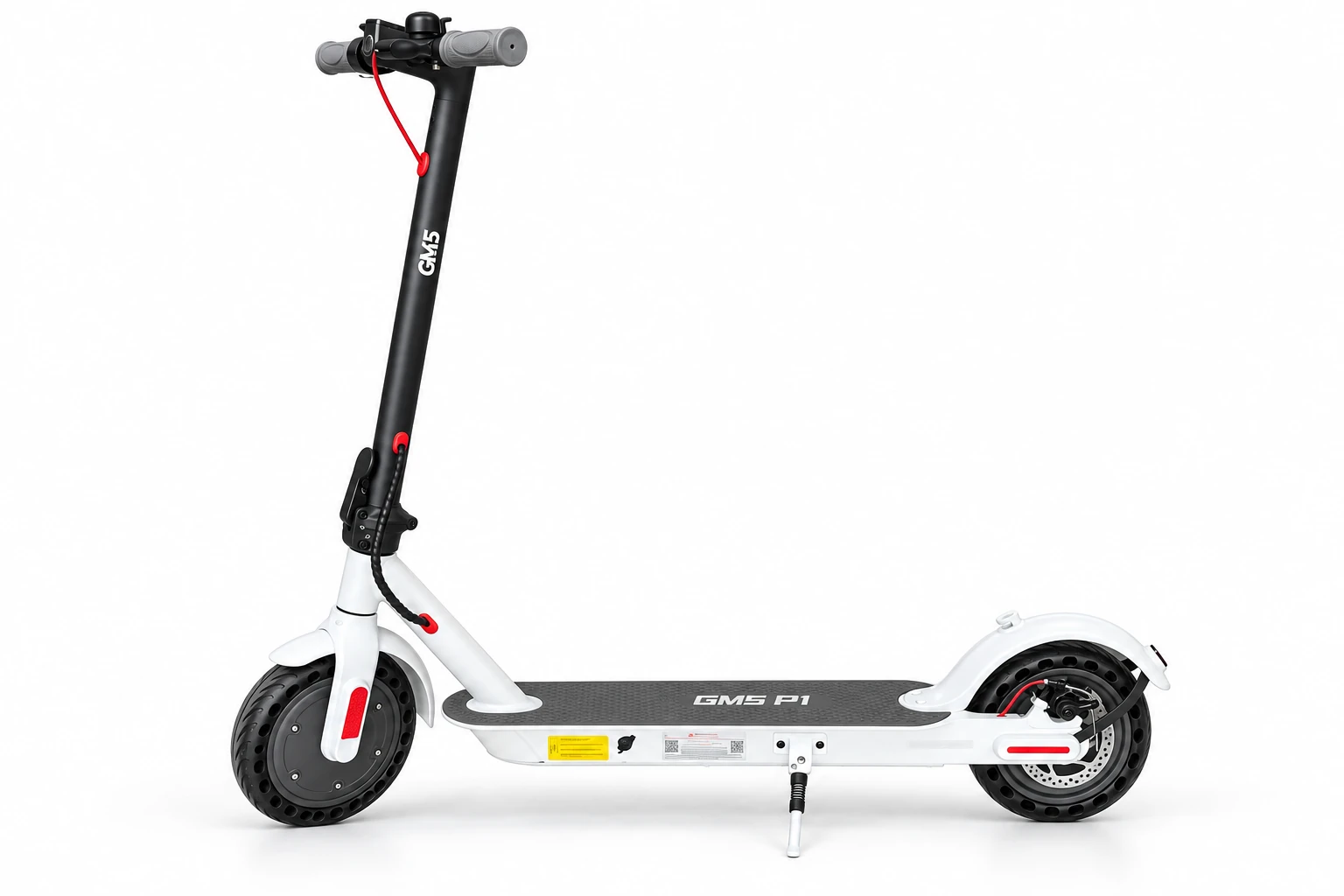 Patinete elétrico GM5 P1 branco e preto - lateral esquerda