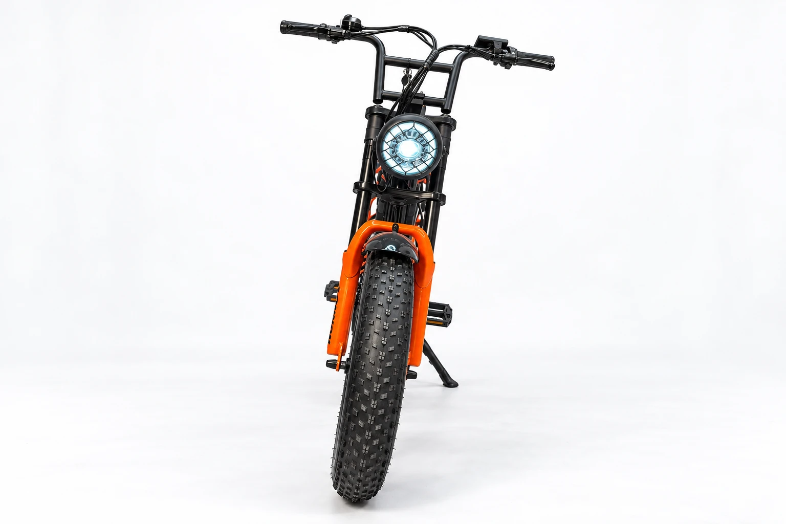 Bicicleta elétrica Konnan Winner preta e laranja - frente