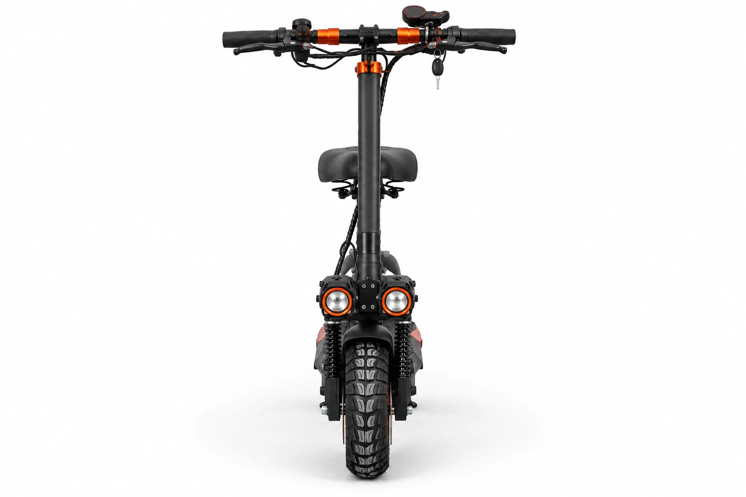 Patinete elétrico E-Scooter M4 preto e laranja - frente